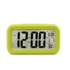 Plastic Mute Alarm Clock LCD Clocks Temperature Photosensitive Bedside Digital Alarmclock Nightlight Calendar