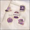 Pinnen broches vierkante heks paarse kleur emailbroches pin voor vrouwen mode jurk jas shirt demin metal grappige broche pins badges dhap3