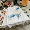 Tasarımcı Top Versiyon Hoodie Pure El Yapımı 1V 2022 Sonbahar ve Kış Yeni El Boyalı El Sanatları Logosu Erkekler ve Kadınlar Aynı Stil Yuvarlak Boyun Sweater