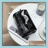 Tissue Boxes Napkins Chic Tissue Case Box Container Pu Leather Marble Pattern Home Car Towel Napkin Papers Bag Holder Pouch Table De Dhjr3