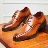 Chaussures habillées printemps et été nouveau Style britannique à lacets en cuir d'affaires hommes pointu respirant Derby semelle souple bureau 220914