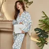 Ropa de dormir para mujer Conjunto de pijamas para mujer Seda como Homewear Estampado geométrico Ropa de dormir Casual Estilo Ins Camisón Simplicidad Camisón 220913