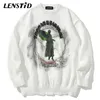 Mens Sweaters LENSTID Men Hip Hop Knitted Jumper Sweaters Angel Lightning Printed Streetwear Harajuku Autumn Oversize Hipster Casual Pullovers 220914