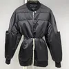 Womens Down Parkas Autumn and Winter Drawstring Tie Wide Down Flight Jacket 0829 220914