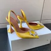 Amina muaddi Begum Designer di lusso Décolleté in raso Scarpe con fibbia impreziosita da cristalli Spool con tacchi Sandali con tacco Scarpa elegante da donna Slingback da sera Con scatola