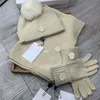 Guaños de lana Guantes de guantes de 3 piezas Fox Pom Pom Ball Hat bufanda Combinadas de calavera de punto deportivo con etiquetas