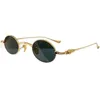 الأزياء الفردية الصغيرة النظارات الشمسية البيضاوي UV400 Chretro-Vintage 9S25 Titanium Metal للجنسين Desig Hip Punk Sun Glasses 43-30-150