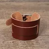 Wide Multilayer Wrap Belt Leather Bangle Cuff Wide Button Adjustable Bracelet Wristand for men women Fashion jewelry