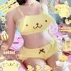 Vêtements de nuit pour femmes Ensemble de vêtements de nuit de dessin animé mignon Camis sexy Shorts en peluche confortables Homewear Lait Soie Filles Sous-vêtements Costume Kawaii Pyjama Costume 220913