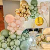 Partydekoration 94 Stück bohnengrüne Luftballons Garland Arch Kit Hochzeit Geburtstag Dekorationen Kinder Braut Babyparty Globos Latexballon