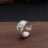 Anillos de banda ajustable de plata esterlina 925 Dos tonos Pluma de águila con piedras Simple Antiguo Vintage Diseñador hecho a mano Accesorios de joyería de lujo regalos