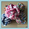 Dog Toys Chews Dog Toys Puppy Chew Teething Cotton Rope Knot Teeth Cleaning Pet Playing Ball Outdoor Training Interactive Toy Drop D Dh0Pl