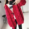 Designer Women Sweater Luxunhinho V Cardigan Sweater Sweater Rosa Manga Longa Casacos de Jumper de tamanho grande