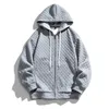 Mens Hoodies Sweatshirts Waffle Pattern Hoodie Jackets Solid Color Sports Coats Män vår och hösten Casual Tops Män modekläder Zip Up Hoodies 220914