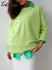 Женские вязаные футболки ярких цветов, свитер большого размера, осенний свободный зеленый пуловер, вязаный топ для женщин, корейский мягкий мешковатый зимний джемпер 220914
