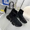 Fashion Shoes Accessories Boots Balencaigaity Men's Women's Autumn and Winter Leather Alfabet Socks Boots D-011