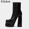 Stövlar Eilyen Autumn Winter Women Street Style Serpentine Ankle Boots Fashion Platform Wedges Satin High Heels Female Prom Chunky Shoe 220913