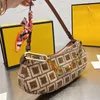 Дизайнерские женские FFOLock Swing Tapestry Fabric Bag Италия Roma Brand Half Moon Hobo Clutch Handbags Lady Double Straps Chain Handbag Luxurys Designers Bags