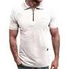 Polos pour hommes couleur unie fermeture éclair hommes chemise à manches courtes po-lo homme vêtements 2022 été Streetwear décontracté hauts à la mode M-3XL