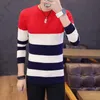 Herrtröjor Mens tröja Spring Spring Autumn Students Sydkorean Slim Youth Striped Red and Black Two Colors MXXL 220914