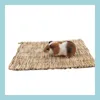 Fournitures pour petits animaux Tapis de tissage d'herbe de hamster Petit nid pour animaux de compagnie Écureuil Cochon d'Inde Furet Lapin Molaire comestible Foin fait à la main Animaux Cage Dhvxz