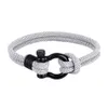 Миланский браслет из веревки, универсальный стиль, черный браслет из нержавеющей стали, мужской браслет с пряжкой в форме подковы, заводской магазин