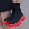 Boots McCkle Women Slip On Western Ankle Platform Knited Ladies Autumn Calcetines para botines femeninos de moda 220914