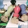 Briefmarken Holzgriff Wachs Seal Stempelzubeh￶r tragbare Mini -DIY -Werkzeug Retro Aron Farbe Just Grip Post Geschenke dekorativ ohne Kopf Dr. Dhicu