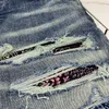 HM586-2 HIG QUALITY MENS JEANS FORSTERD MOTOLCYCLE BIKER JEAN ROCK SKANNY SLIM RIPPED HOLE STRIPEファッショナブルなヘビ刺繍D244Z