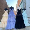 Ruffles Prom Dress 2023 Glitter Tulle Split Layer Gonna Lady Formal Evening Wedding Party Gown Homecoming Court Pageant Gala Runway Red Carpet 2k23 Blush Lavanda