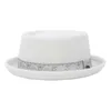 Berretti GEMVIE Cappello in lana da uomo Pork Pie per papà Uniex Bianco Nero Top Lady Gentleman Bombetta piatta Porkpie Fedora Donna