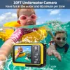 Caméra sous-marine 2.7K 48MP Appareils photo numériques étanches 10FT HD Vidéo Selfie Double écran 16X étanche