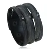 Retro Multilayer Wrap Leather Bangle Muff -knapp Justerbar armband Wristand för män Kvinnor Fashion Jewelry