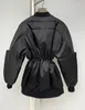 Womens Down Parkas Autumn and Winter Drawstring Tie Wide Down Flight Jacket 0829 220914