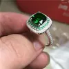 Wedding Rings Women Fashion Real Silver Color 3ct Green Zircon Cz Engagement Band Ring For Jewelry Gift