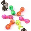 Chien Jouets À Mâcher Pet Jouet À Mâcher Pour Chien Chiot Son Dot Grinçant En Caoutchouc Haltère Dent De Nettoyage Élasticité Jouets Interactifs Drop Deliv Dhw5Z