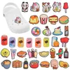 MOQ 20Pcs PVC Muffins Candy Drinks Horse Cat Mouse Lemon Cheesecake Panda Pudding Popcorn Sausage Muffins Shoe Charms for Bracelet Wristband Slipper Decoration