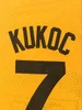 Maglia da uomo Toni Kukoc # 7 Jugoplastika Split La versione cinematografica Maglie da basket Loghi cuciti gialli drop shipp