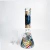 Narghilè Stile retrò bong Luminus Decal Beaker Bong 9,8 "4 mm di spessore Bong in vetro inebriante Bong dritto con fermagli per il ghiaccio