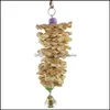 Andra fågelförsörjningar Bird Parrot Toy With Bell Natural Wood Grass Chewing Bite Hanging Cage Swing Climb Chew Toys Drop Delivery 2021 DH7UI