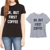 Women's T Shirts Women's T-Shirt Wholesale- 2022 Kawaii Women Coffee Printed Summer Camisas Tee Shirt Femme Top Ropa Polera De Mujer