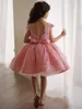 Sukienki dla dziewczynek różowy cekinowy kwiat puchowy urodzinowa sukienka świąteczna Blish Kid's Suknia Pierwsza komunia spersonalizowana