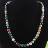 Mode femmes collier naturel Agates Turquoises Rose Quartzs pierre gemme 8mm perles rondes collier de perles 18 "brin élégant bijoux cadeau BF302