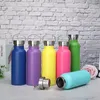 stainless steel sport water bottle with metal lid double wall keep warm drinking kettle outdoor gym cold bottles Fedex