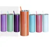 new 20oz Sublimation Glitter Tumblers Stainless Steel Skinny Rainbow Tumbler Vacuum Insulated Beer Coffee Mugs with Straw