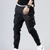 Herenbroek jongen multi -zakken lading harembroek streetwear hiphop zwart grijs casual mannelijke joggers broek mode harajuku mannen punk broek 220914