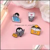 Pinos broches personalizados pinos de esmalte dura desenho animado criativo animal fofo animal pinguim broooch personalidade metal homem jóias de moda 109 dhhxy