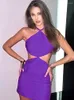 Casual Dresses Fashion Slim Women Bandage Dress Summer Rose Red Purple Knitting Backless Celebrity Nightclub Mini Bodycon Stage Costume