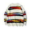 Suéteres para hombres Hombres Retro Streetwear Color Bloque Rayado Punto Hip Hop Vintage Jersey Algodón Harajuku Hipster 220913