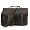 Maletines Luufan Vintage Moda Maletín de cuero para hombres Vaca 15.6 pulgadas Bolsa para computadora portátil Hombre Hombre Trabajo de negocios Tote 2022